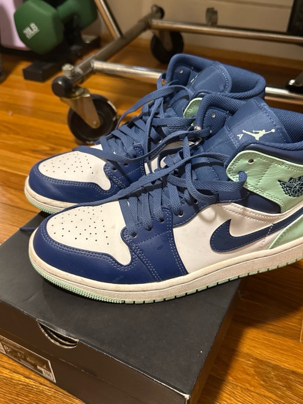 Jordan Men's Sneakers in Navy, White & Mint